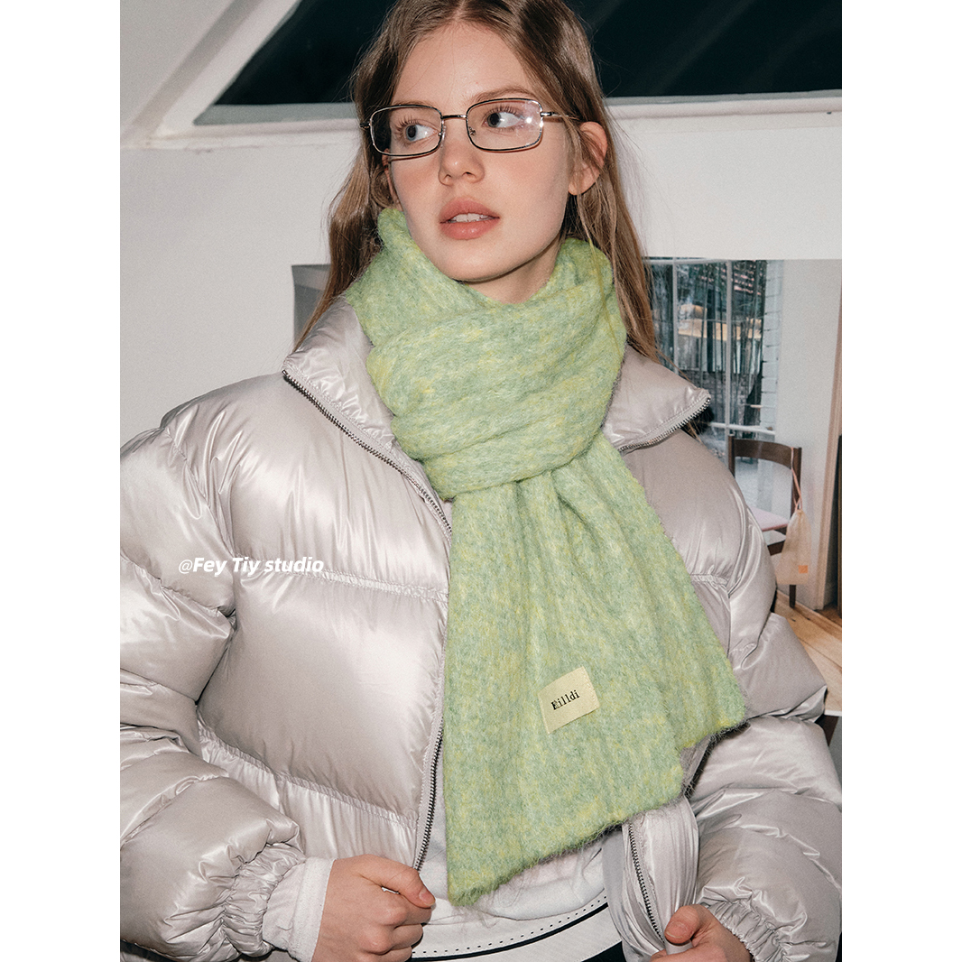 冰岛蓝~含羊毛软fufu保暖围巾