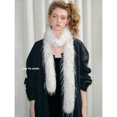 毛尖染色毛毛围巾秋冬保暖个性