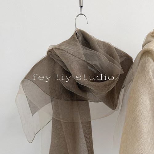 木质调真丝混纺双层丝巾薄款围巾