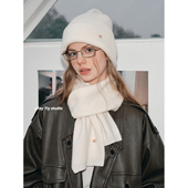 FeyTiy 纯色针织冷帽秋冬保暖百搭情侣围脖 高端细羊毛帽子围巾女