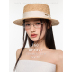 feytiy 法式 手作天然草编平沿礼帽草帽宽檐简约防晒春夏遮阳出游
