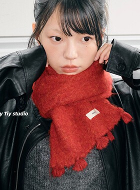 feytiy 定制款 超细腻平纹针织围巾女冬季加厚保暖百搭纯色小围脖