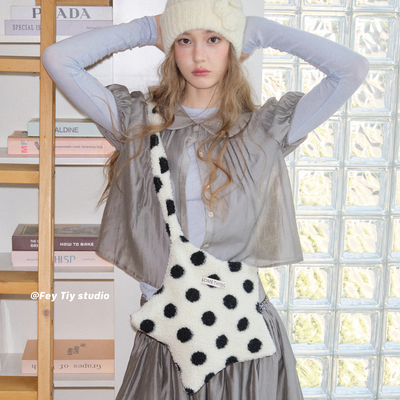 星星斜挎包毛绒波点百搭包包