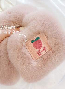 冬季B备毛毛围脖~韩国新款刺绣水果仿皮草围巾交叉毛绒围脖学生女