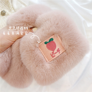 刺绣水果仿皮草围巾交叉毛绒围脖学生女 韩国新款 冬季 B备毛毛围脖