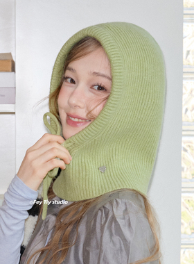 feytiy 100%澳毛 复古时髦巴拉克拉法帽 冬季保暖羊毛针织护耳帽