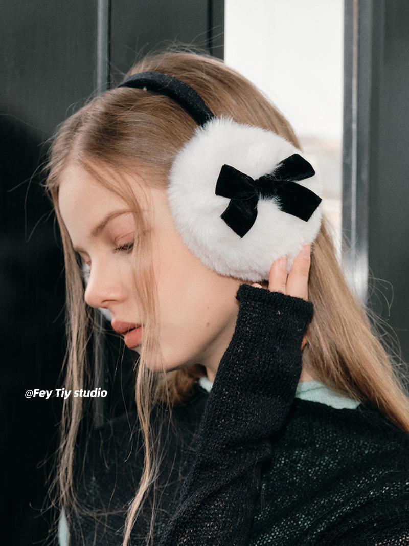 FeyTiy毛毛蝴蝶结保暖耳暖耳罩