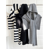 feytiy 秋冬保暖百搭外搭坎肩 重磅毛线设计感时髦针织连帽披肩女