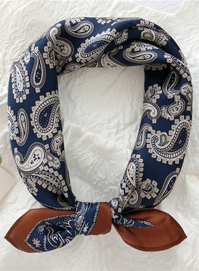 高品质100%真丝小丝巾女印花桑蚕丝小方巾百搭装饰小领巾春夏秋季