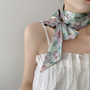 小碎花丝巾女春夏长条飘带发带扎发领巾韩百搭时尚 法式 温柔气质