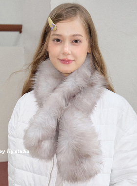 feytiy 雾感灰 定制环保皮草 可穿插毛毛围巾冬季毛绒保暖围脖女