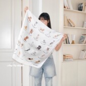 春夏新款 feytiy 卡通狗狗小方巾 可爱包头巾裹胸百搭韩系丝巾领巾