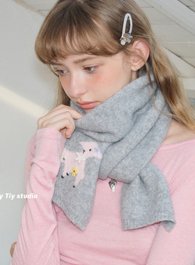 feytiy 粉色咩咩~ 软糯高品质！秋冬百搭保暖针织围巾围脖学生女
