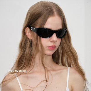 feytiy 猫眼男女潮朋克风辣妹太阳眼镜 时髦酷感复古曲面墨镜新款