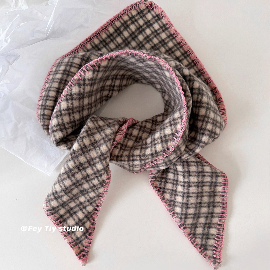 feytiy 英国订单款 格纹撞色边三角巾冬季高级感保暖加厚围脖披肩,服饰配件/皮带/帽子/围巾,围巾/丝巾/披肩,淘宝优惠券,粉丝福利购,淘宝优惠卷