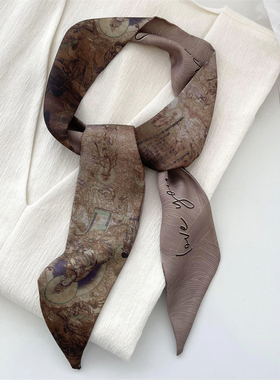 敦煌壁画 文艺风小丝巾发带多功能领巾绑包包中国风双面印花丝带