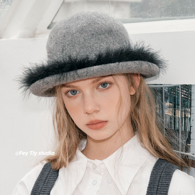 FeyTiy英伦复古时髦小礼帽渔夫帽