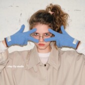 feytiy 撞色边柔软触感针织保暖手套分指可触屏秋冬防寒手套韩版