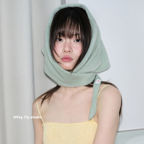 100%纯羊毛法式系带针织三角巾
