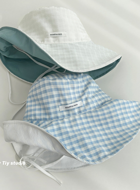 feytiy 韩国设计 双面戴渔夫帽春夏季防晒宽檐遮阳帽可调节太阳帽