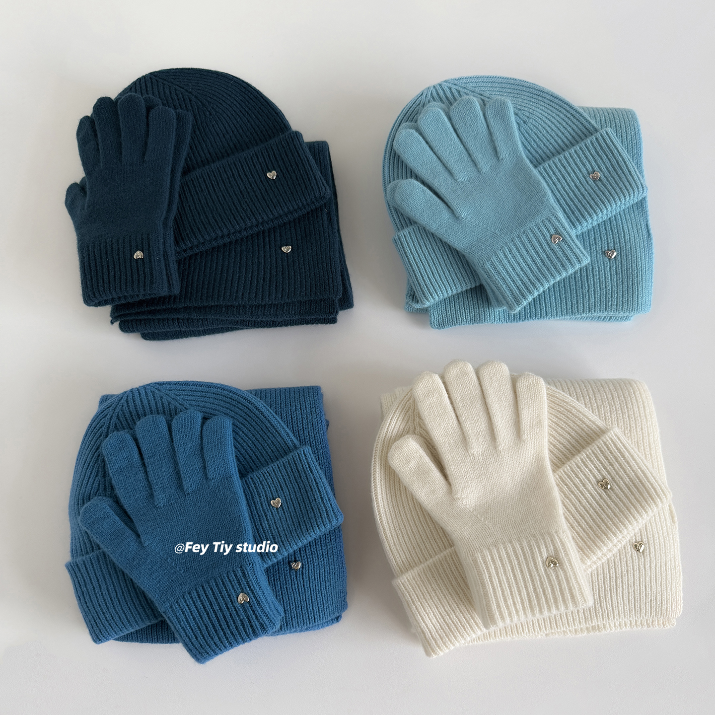 3件套澳洲羊毛围巾帽子手套套装