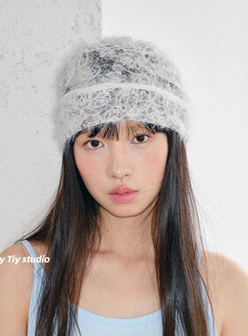 feytiy  雾感蕾丝 小众设计韩女包头帽春夏季新款百搭显脸小帽子