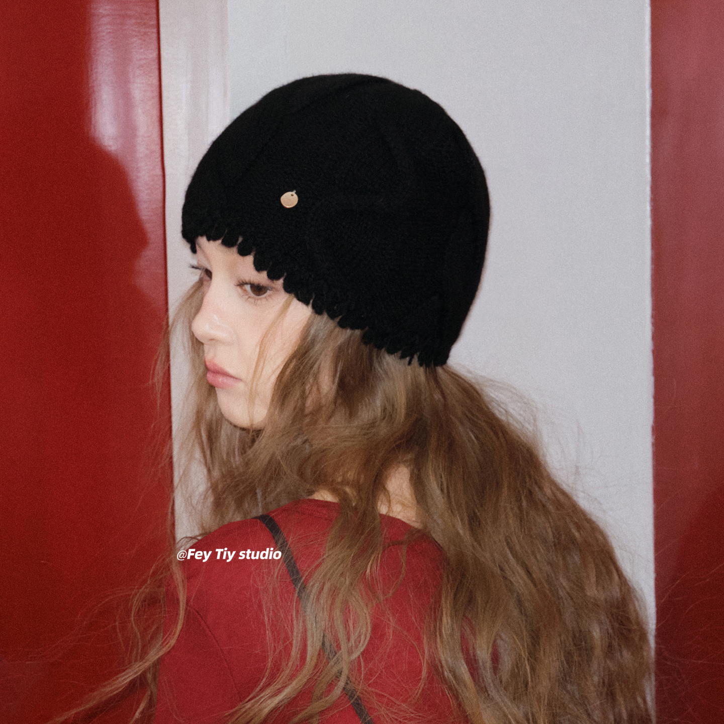 100%澳洲羊毛百搭纯色针织包头帽