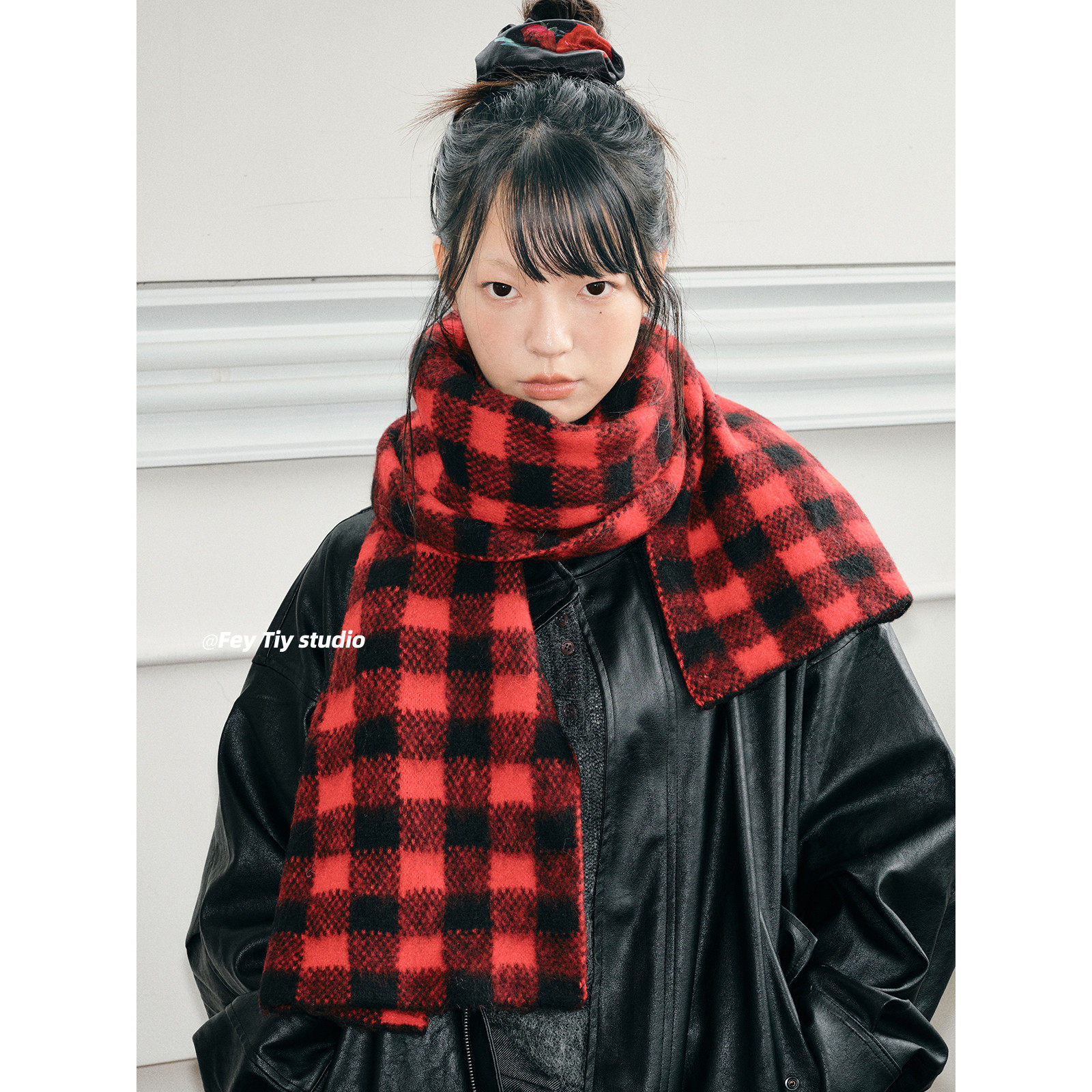 feytiy 韩国博主同款 复古红色格子围巾女冬季百搭保暖围脖仿羊绒,服饰配件/皮带/帽子/围巾,围巾/丝巾/披肩,淘宝优惠券,粉丝福利购,淘宝优惠卷