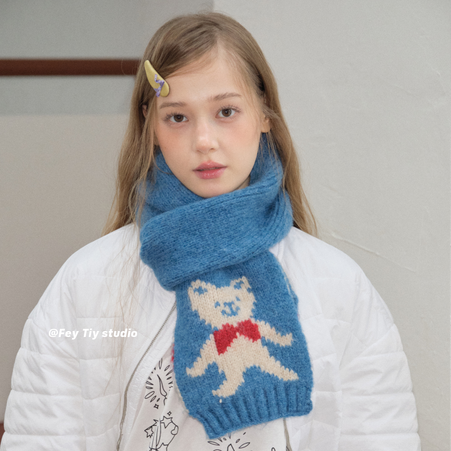 可爱の小熊冬季定制软糯针织围巾