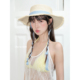 feytiy 夏日系带草编帽海边遮阳防晒法式 出游度假时髦大檐草帽女