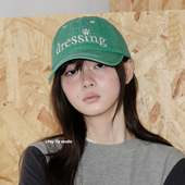 防晒鸭舌帽 复古时髦字母纯棉棒球帽男女春夏季 feytiy 显白首尔绿