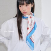 feytiy 复古腰果 手绘拼色丝巾小方巾春夏仿真丝时髦单品包头头巾