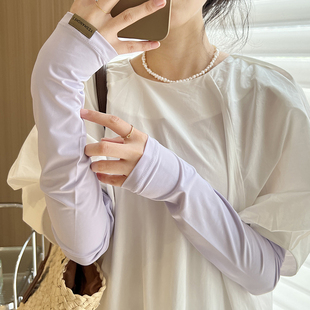 icecream冰淇淋纯色夏季防晒冰袖冰丝开车防紫外线袖套女防晒手套