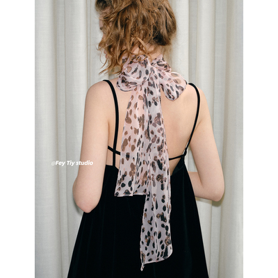 时髦复古豹纹丝巾女春夏新款加长