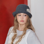 feytiy 手工串珠羊毛呢 渔夫帽可翻边小礼帽纯色盆帽秋冬时髦百搭