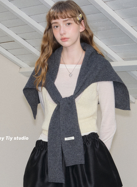 feytiy 加大加宽T字羊毛外搭披肩100%wool纯色百搭秋冬季打结围巾