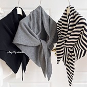 加大秋冬新款 feytiy 澳洲羊毛wool100%披肩 保暖三角巾针织围巾女