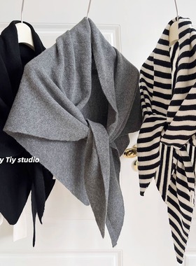 feytiy 澳洲羊毛wool100%披肩 加大秋冬新款保暖三角巾针织围巾女