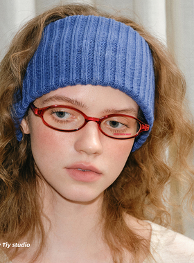 feytiy 宽针织弹力发带增高颅顶bella风时髦毛线头带秋冬季保暖女