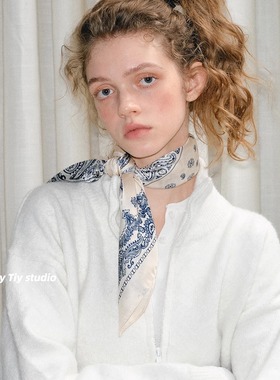 feytiy 复古时髦腰果百搭小丝巾女 春夏新款方巾发带包头小领巾韩