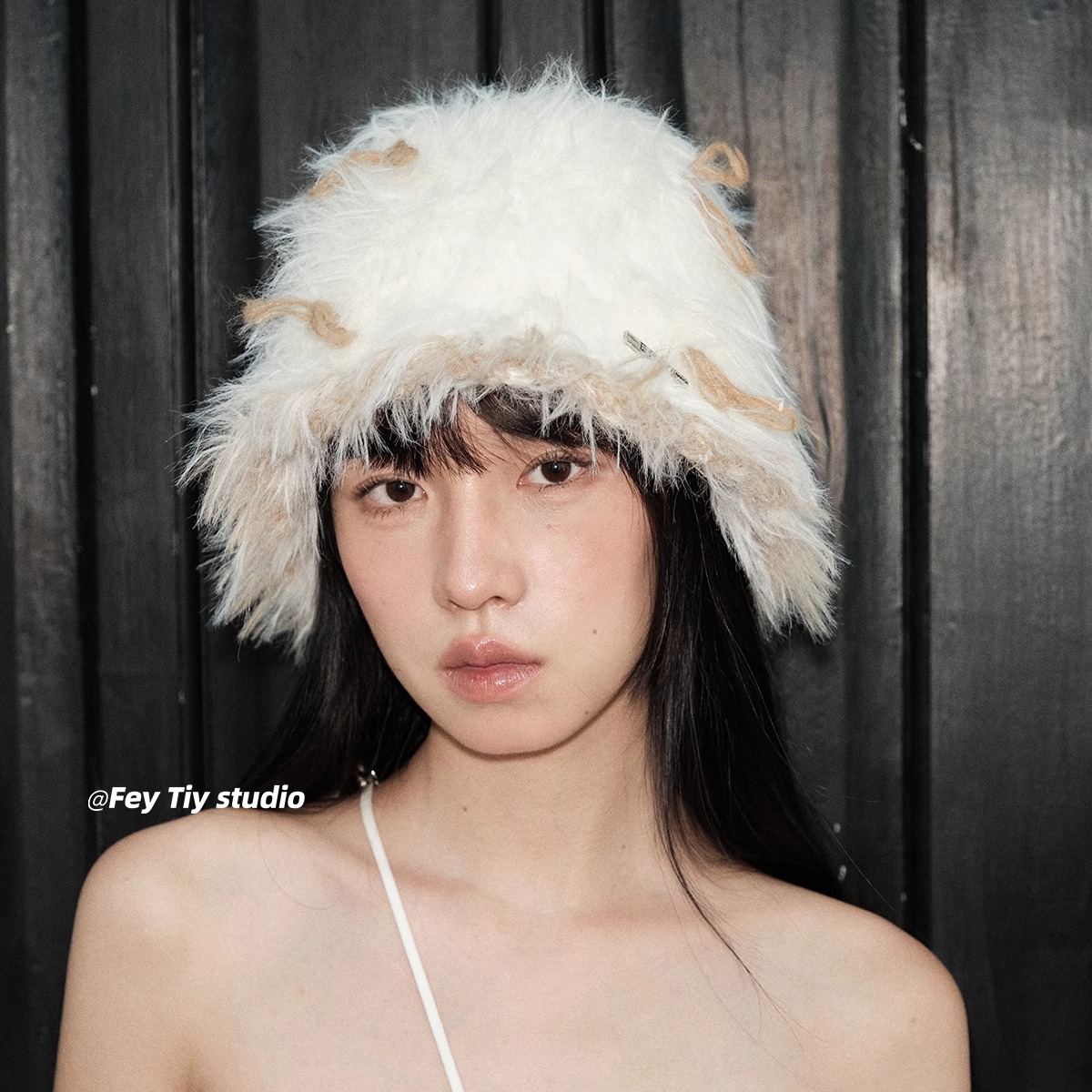 小众设计长毛绒渔夫帽仿貂毛盆帽