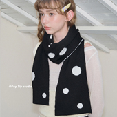 双面软糯针织围巾秋冬加厚保暖围脖韩国博主同款 feytiy 黑白波点