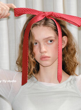 feytiy 定制 时髦复古红色波点俏皮个性手打领带长条飘带装饰腰带