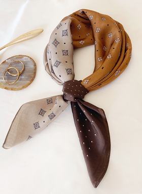 原创设计复古爱心小丝巾百搭春夏秋小领巾发带新款装饰韩版小方巾