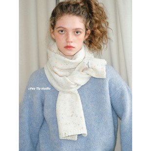 feytiy 定制点子纱毛线针织围巾韩版可爱纯色秋冬季百搭保暖围脖