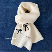 feytiy 甜酷感 含羊毛软糯加大加厚蝴蝶结针织围巾女秋冬保暖围脖