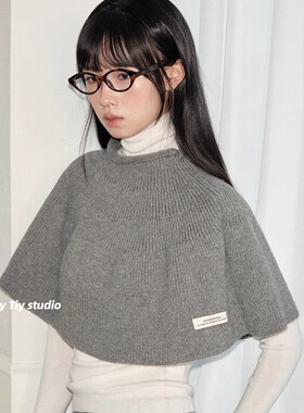 feytiy 定制高品质小斗篷外搭纯色针织披肩女秋冬新款毛线半身裙