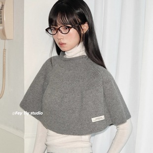 feytiy 毛线半身裙 定制高品质小斗篷外搭纯色针织披肩女秋冬新款