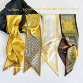 feytiy 饰飘带发带 几何图案丝巾百搭装 明媚黄 时髦复古26春夏新款