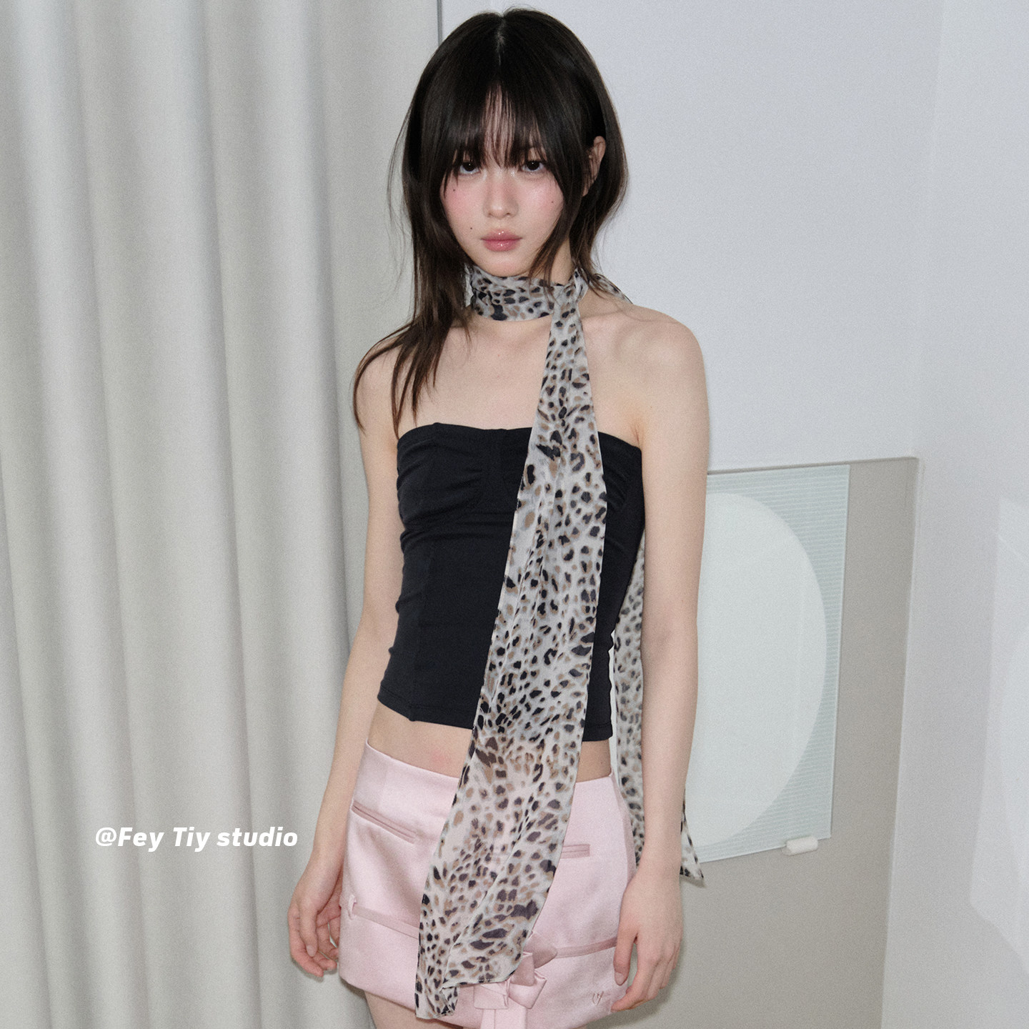 feytiy 时髦复古法式豹纹丝巾女春夏新款y2k辣妹装饰百搭围巾飘带